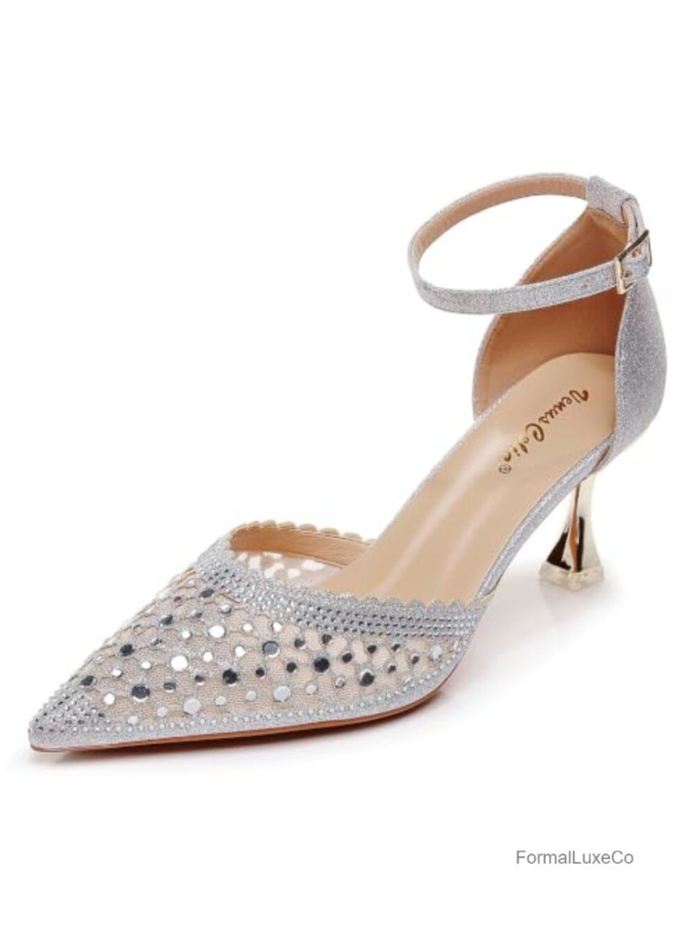 Rhinestone Slingback Pump D'Orsay Kitten Heel Pointed Toe